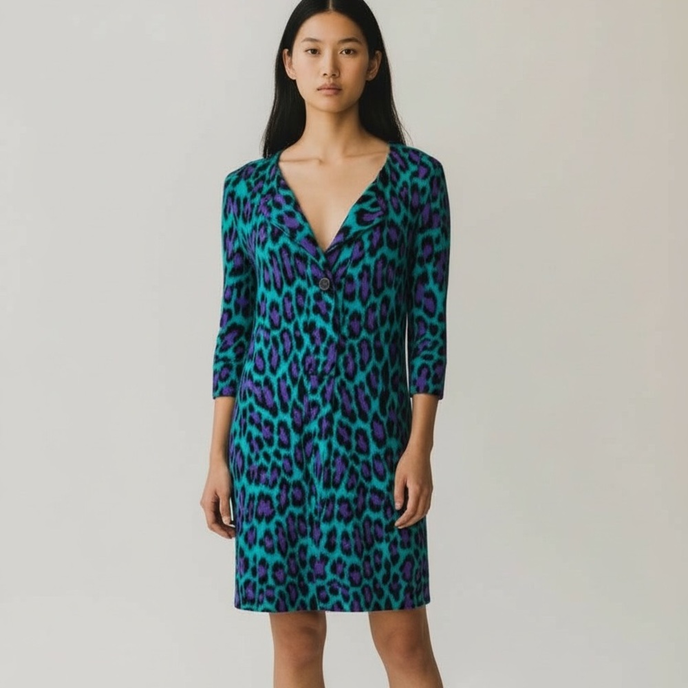 DIANE VON FURSTENBERG Vintage vibrant leopard print dress